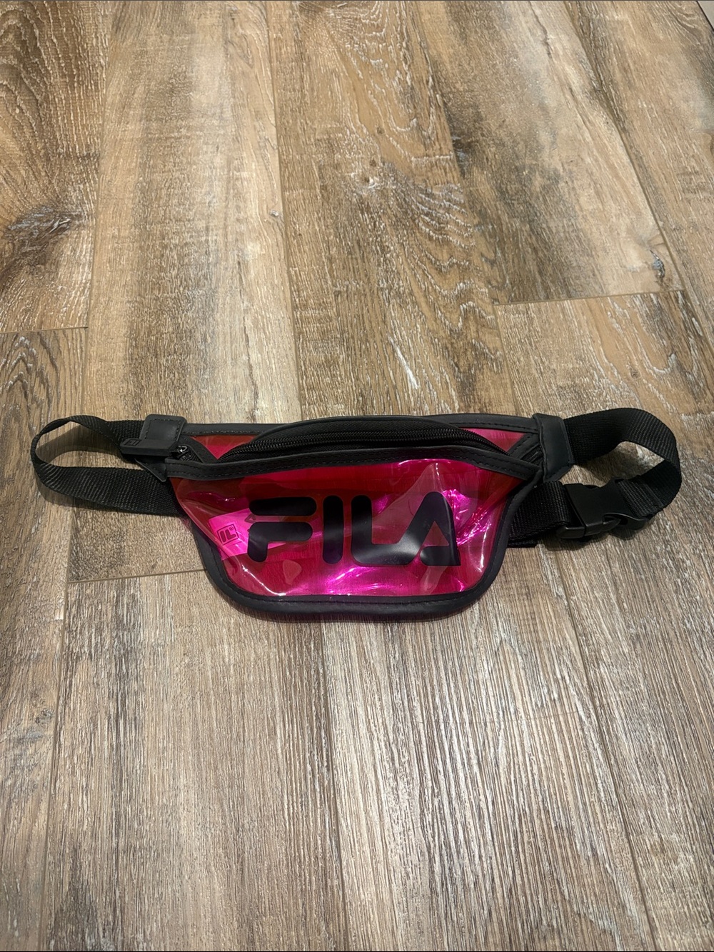 FILA Hot Pink Transparent Belt Bag with Black Trim